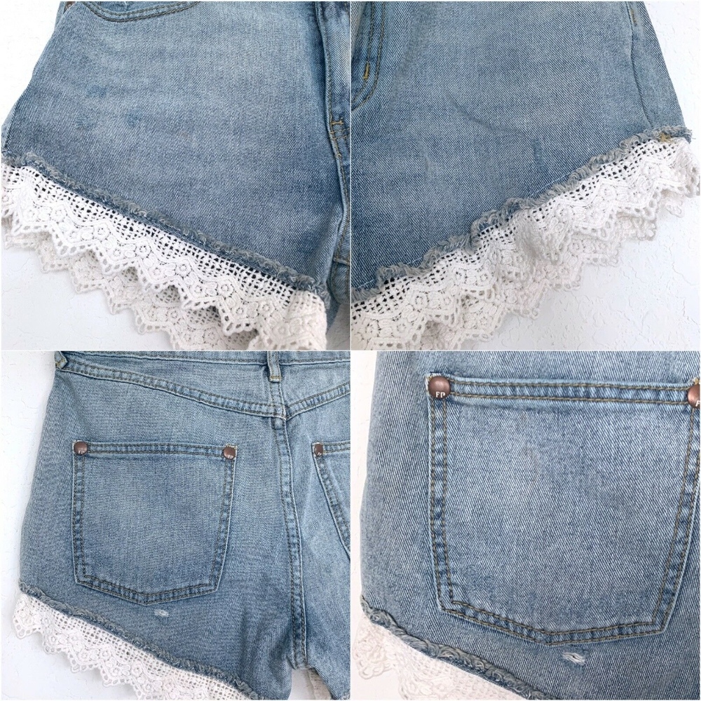 Free People Lacey Crochet Denim Shorts - Picture 7 of 8